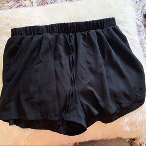 Forever 21 Black Silky Drawstring Shorts